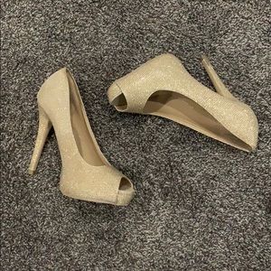 Gold sparkly heels